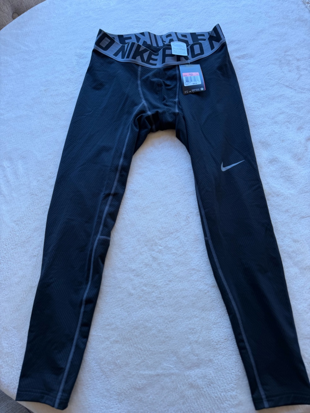 Nike Black Men's Compression Training Tights with Grey Waistband
